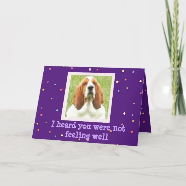Get Well Card with Basset Hound and Cupcakes (Front)