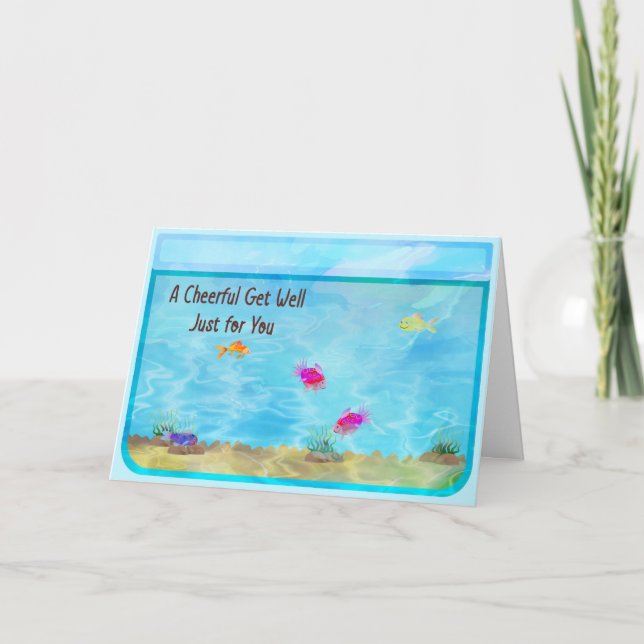 Get Well Card with Cheerful Fish Tank (Front)