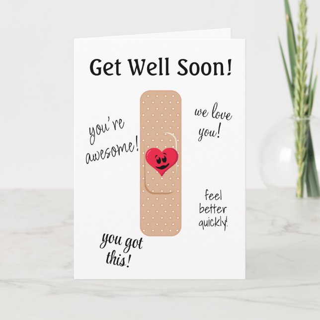 Get Well Card with Cute Bandaid (Front)
