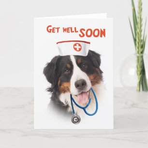 Get well card with dog with a nurse outfit