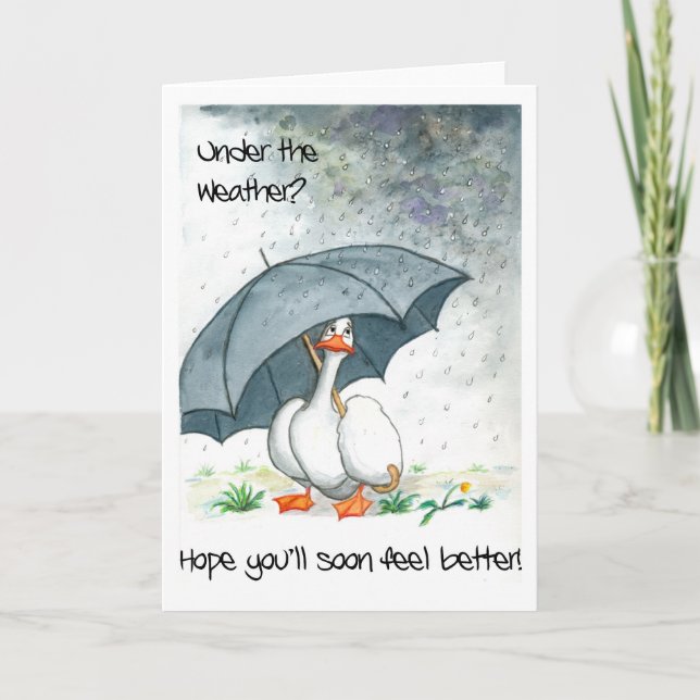 Get Well Card with Goose in the Rain (Front)