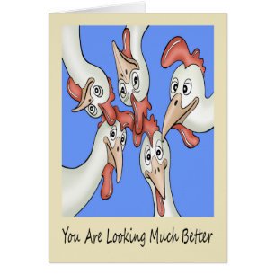 Get Well Cartoon Caricatures of Chickens