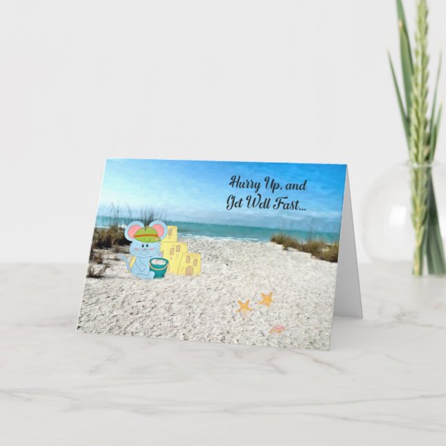Get Well Child with Mouse Building Sand Castles Card (Front)