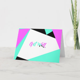 Get Well Colour-Blocking Card    Black Teal Pink