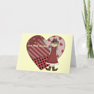 Get Well Cowgirl Patchwork Heart Card - Western