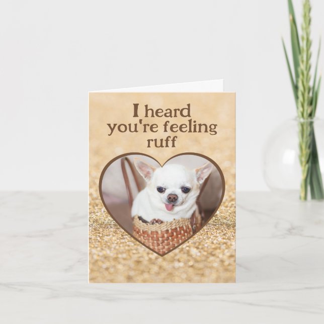Get well cute dog chihuahua heart sparkles card (Front)