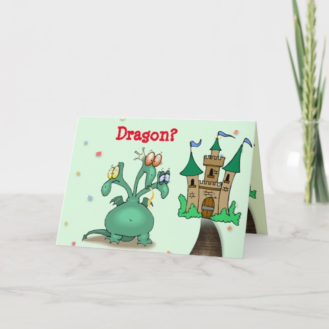 "Get Well" Dragon and Castle Card (Front)