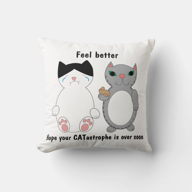 Get Well Feel Better Cat Funny Personalise Cushion (Front)