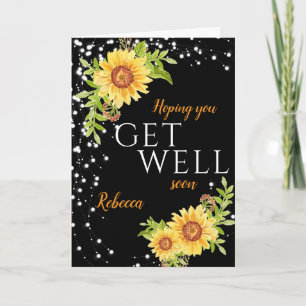 Get Well Floral yellow Sunflower Card