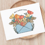 Get Well Flowers Illustrated Postcard<br><div class="desc">Need a thoughtful way to send well wishes? Look no further than our "Feel Better Soon" postcard. Featuring a charming illustration of an envelope adorned with vibrant flowers bursting forth, this postcard conveys heartfelt sentiments in a simple yet delightful manner. Personalise the message to add a personalised touch, making it...</div>