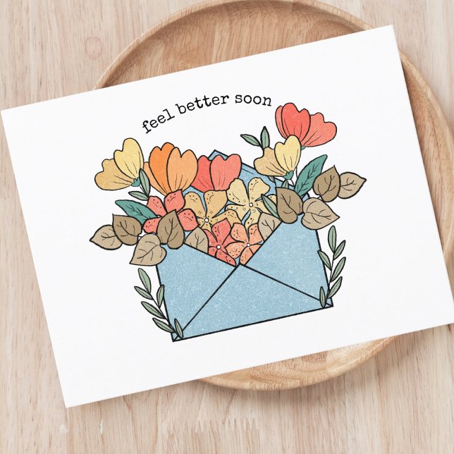Get Well Flowers Illustrated Postcard (Creator Uploaded)