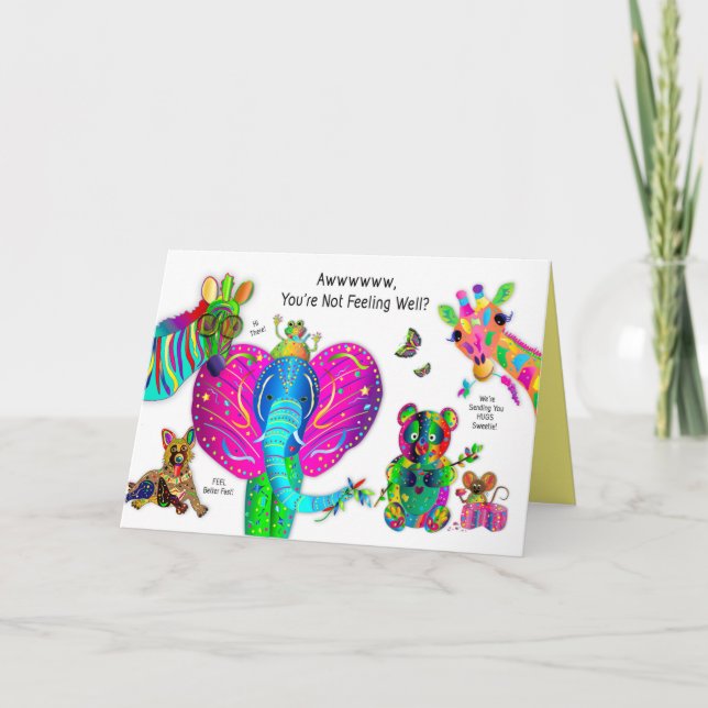 Get Well for Kids Kaleidoscope Collection Animals Card (Front)
