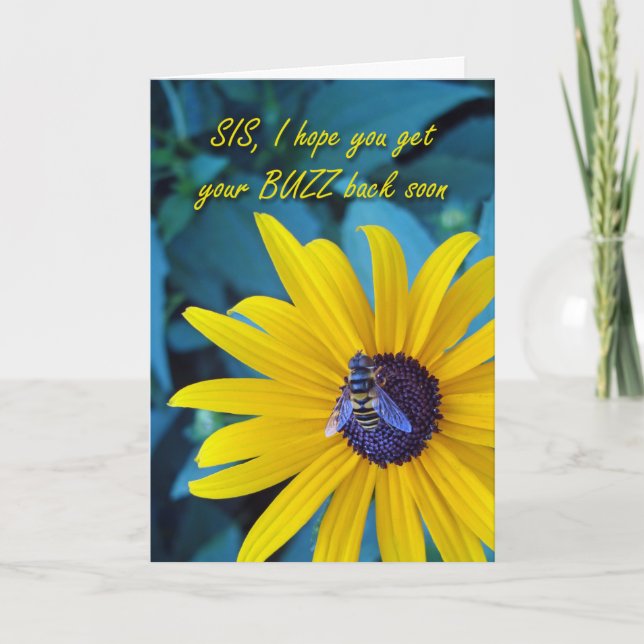 Get Well for Sister with Honey Bee on Flower Card (Front)