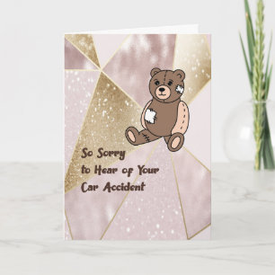 Get Well from Car Accident with Patched Bear Card
