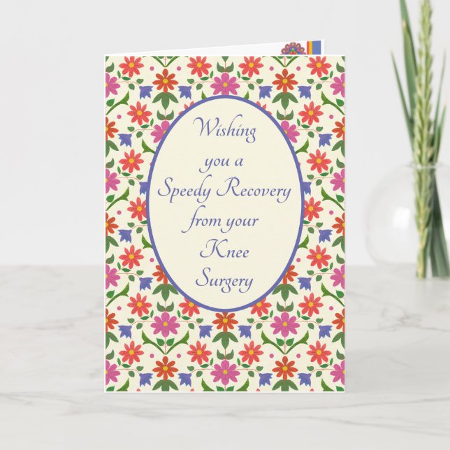 Get Well from Knee Surgery Card, Rangoli Flowers Card (Front)