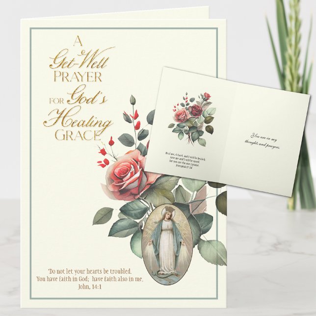 Get Well Healing Prayer Roses Virgin Mary Card (Creator Uploaded)