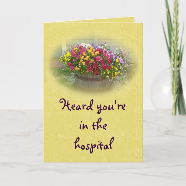 Get Well Hospital Basket of Blossoms Card (Front)
