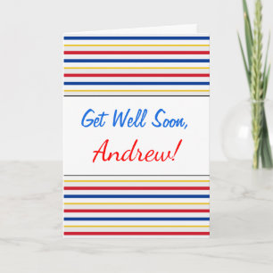 Get Well + Ice Hockey Arena Rink-Inspired Stripes Card
