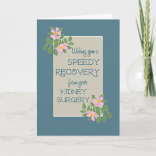 Get Well, Kidney Surgery Card, Pink Dogroses, Blue Card