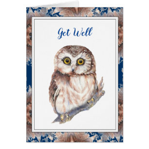 Get Well Love & Hugs  Cute Little Owl Bird