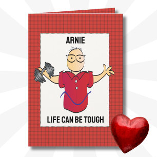 Get Well Male Cartoon Encouragement Strength  Card