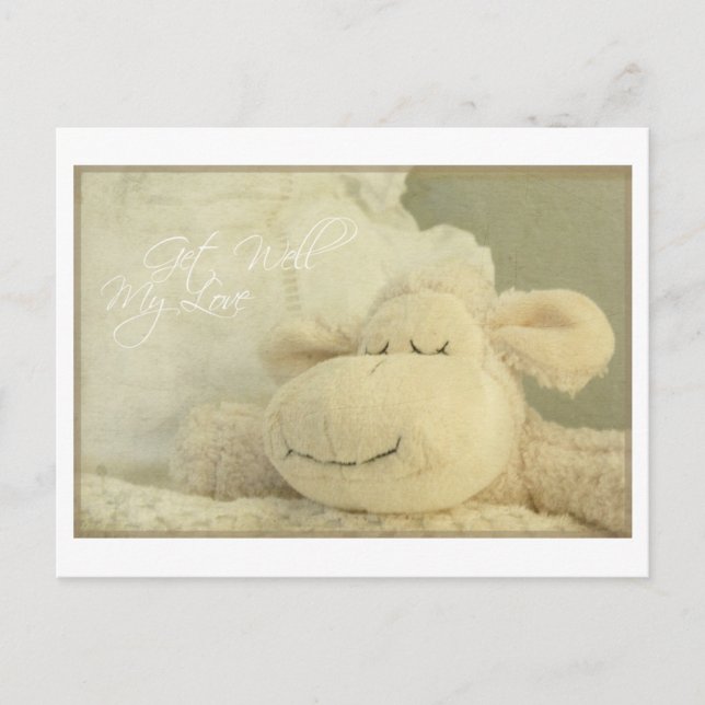 Get well my love sheep sleep ill - greeting card (Front)