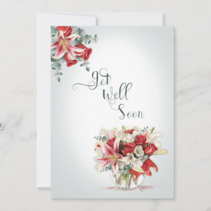 Get Well Red Roses and Lilies Florist Bouquet