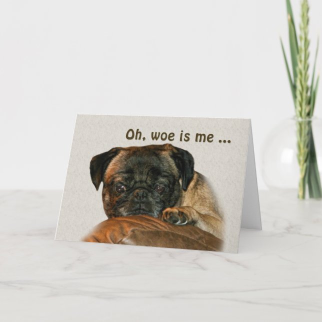 Get Well, Sad Pug Dog Card (Front)