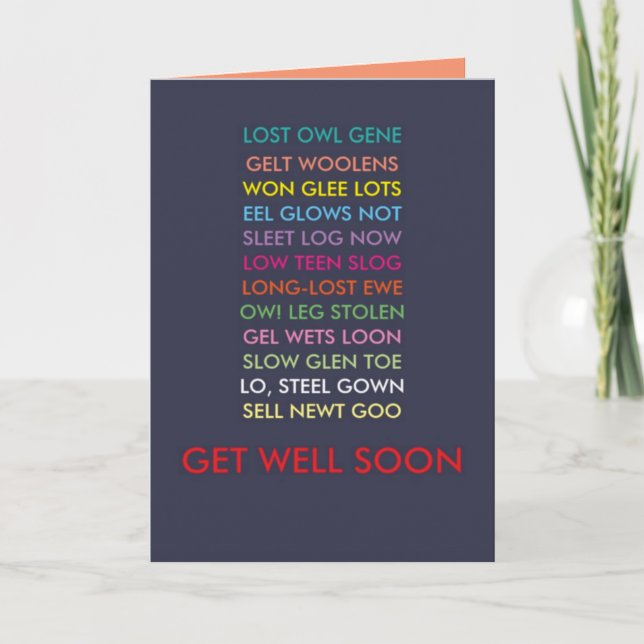 Get Well Soon Anagram card (Front)