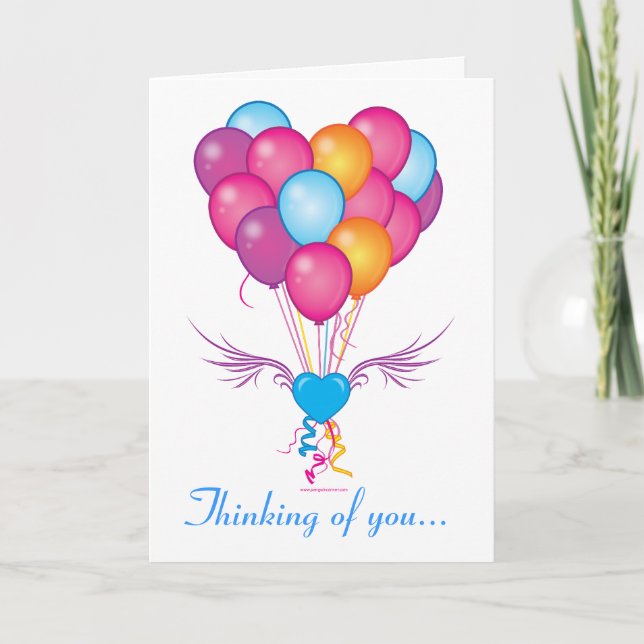 Get Well Soon Balloons in Heart from One Card (Front)