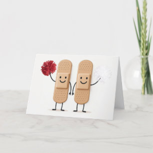 Get Well Soon Bandages With Cheerleading Pompoms Card