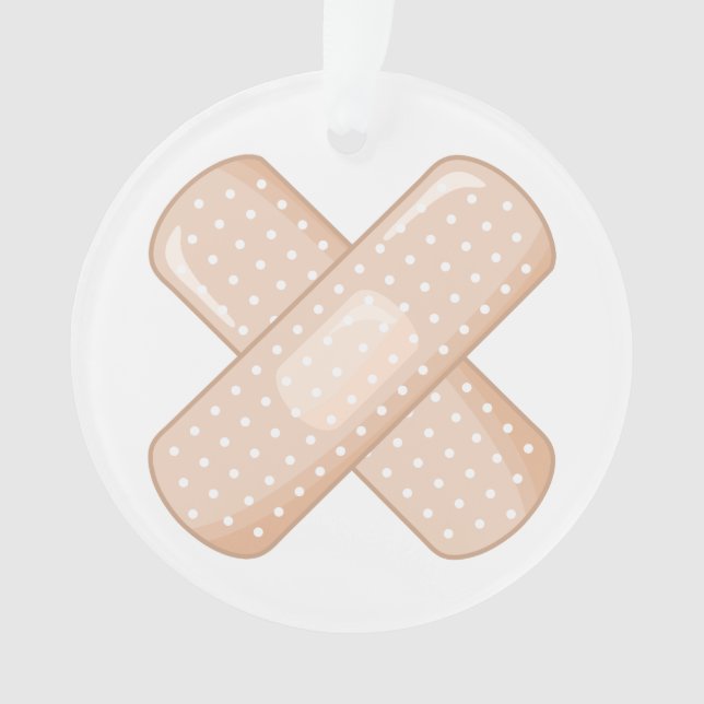 Get Well Soon Bandaid (Nurse Care Crossed Plaster) Ornament (Front)