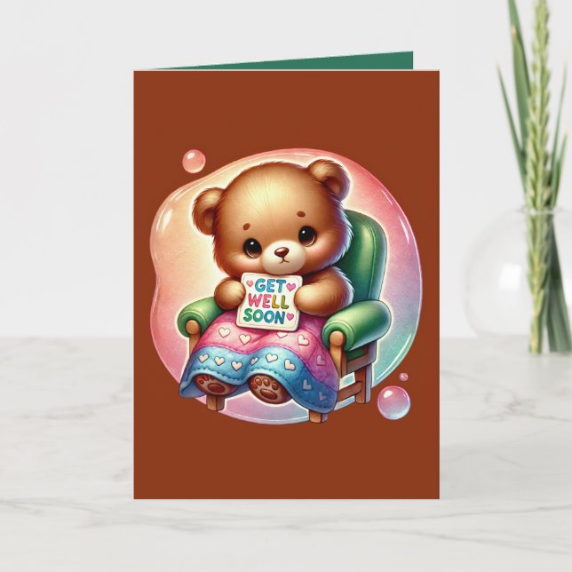 Get well soon bear add message  card (Front)