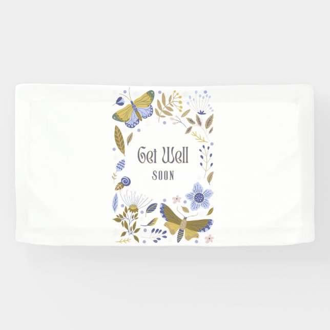 Get Well Soon Blues 1.6x3 Vinyl Banner (Horizontal)