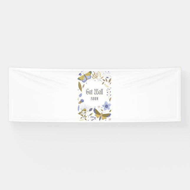 Get Well Soon Blues 2.5x8 Vinyl Banner (Horizontal)