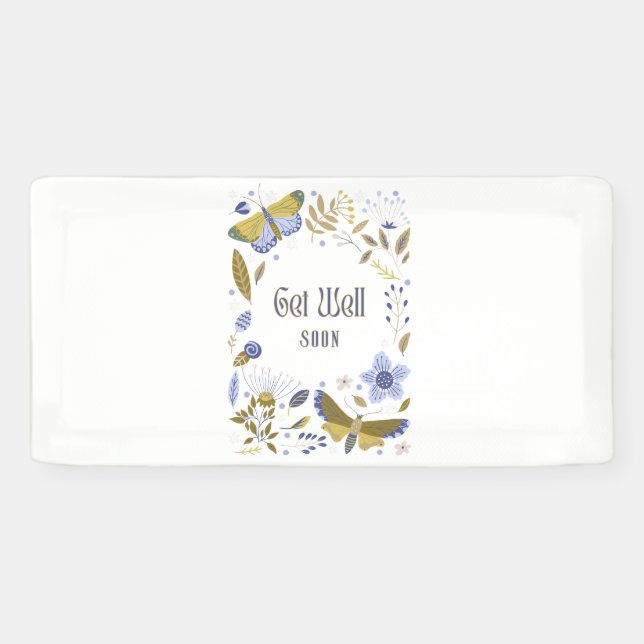 Get Well Soon Blues 2x1 Vinyl Banner (Horizontal)