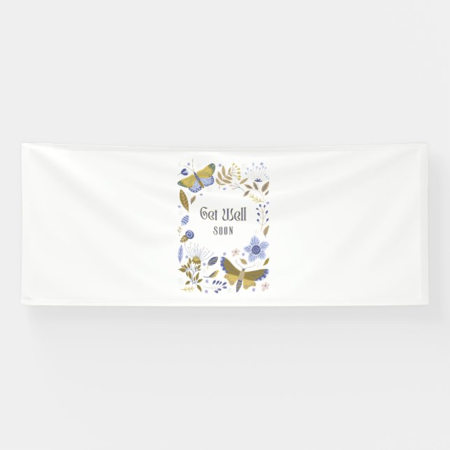 Get Well Soon Blues 4x10 Vinyl Banner (Horizontal)