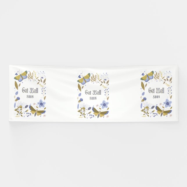 Get Well Soon Blues 4x12 Vinyl Banner (Horizontal)