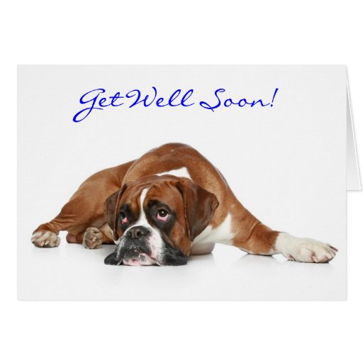 Get Well Soon Boxer Dog Greeting Card - Verse | Zazzle