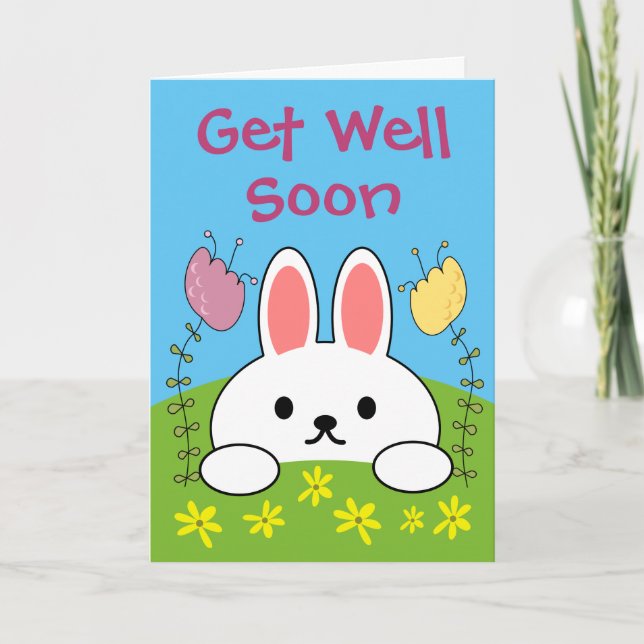 Get Well Soon Bunny Rabbit Card (Front)