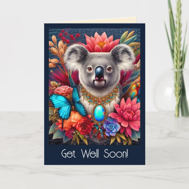 Get Well Soon Card Aussie Koala Bear Hugs and Love (Front)