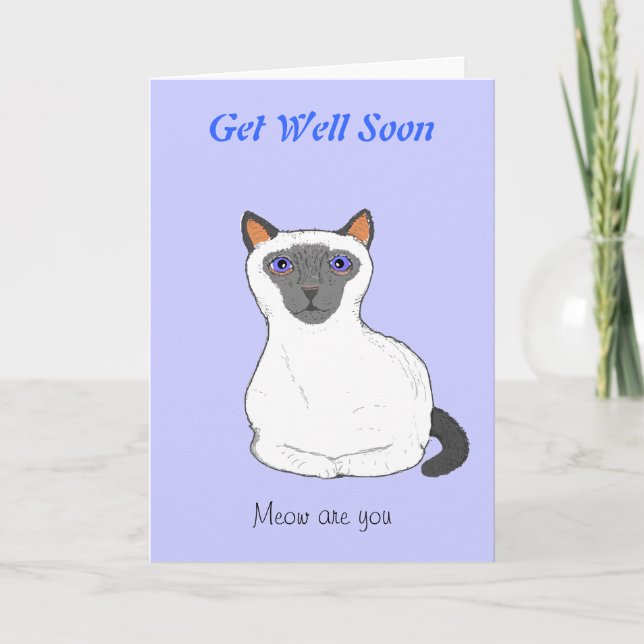 Get well soon card, customise. Cat drawing Card (Front)
