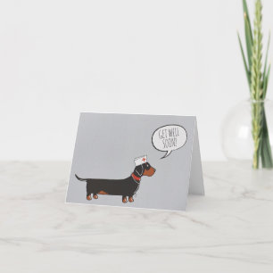 Get Well Soon Card - Dachshund in Nurses Outfit