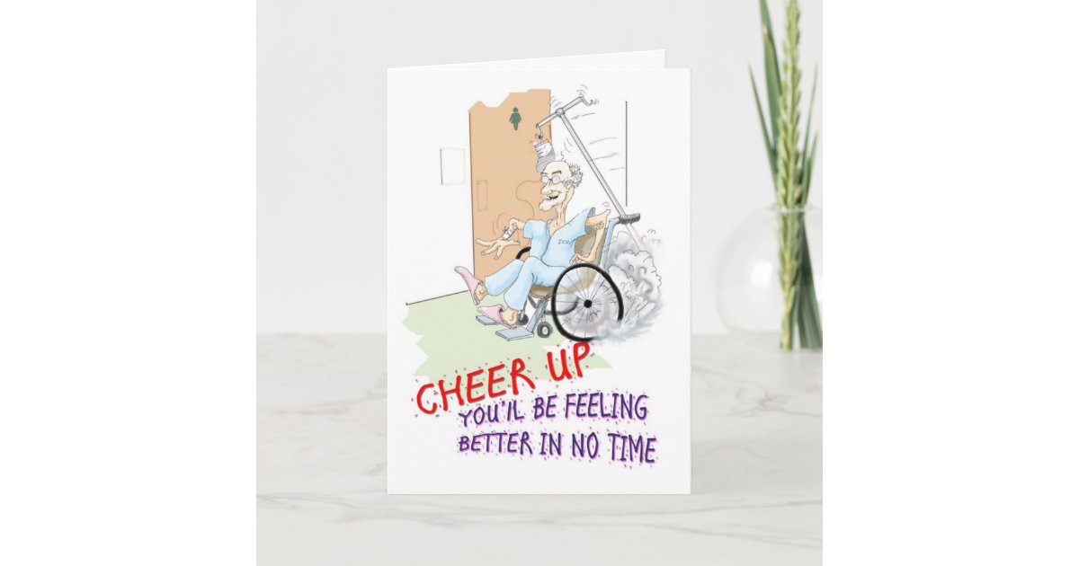 Get Well soon card. Funny Grandpa in wheelchair Card