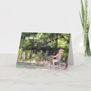 Get Well Soon Card, Girl, Bicycle & Nature Card