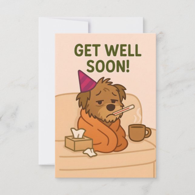 Get Well Soon Card – Scruffy Dog  (Front)