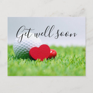 Get Well Soon card to golfer with golf ball & love
