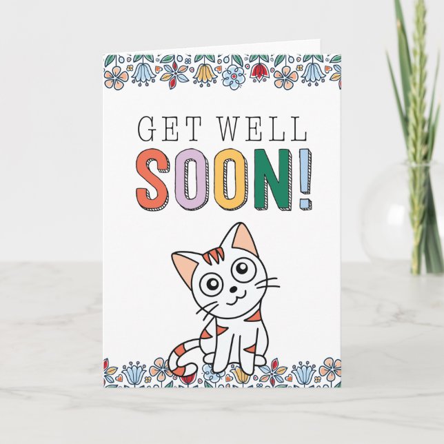Get Well Soon Card With Cute Cat (Front)
