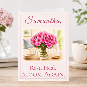 Get Well Soon Card with Pink Floral Bouquet