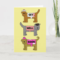 Get Well Soon Cartoon Dogs in Clothes.